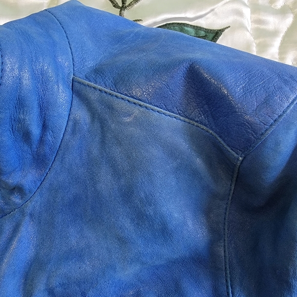 Royal Underground Royal Blue Leather Jacket sz small sz 6 8 - Picture 16 of 16